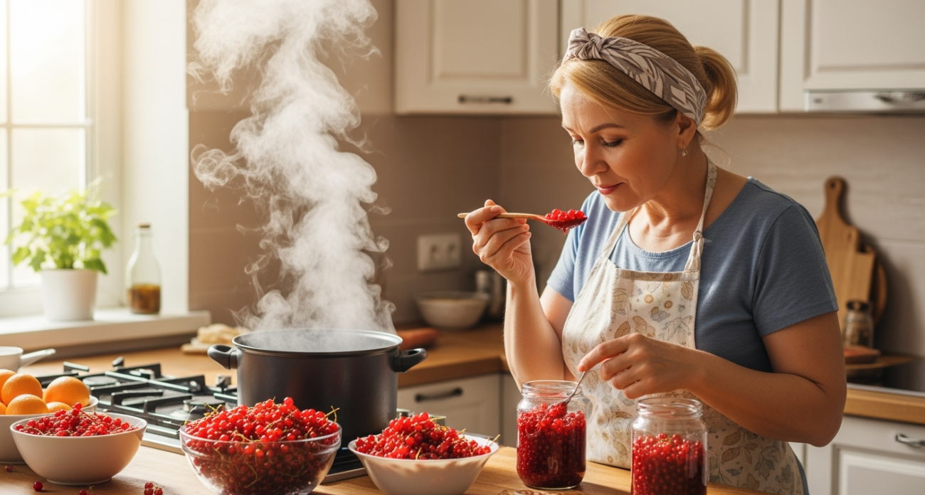 Как я готовлю джем из красной смородины: быстро, много и без косточек