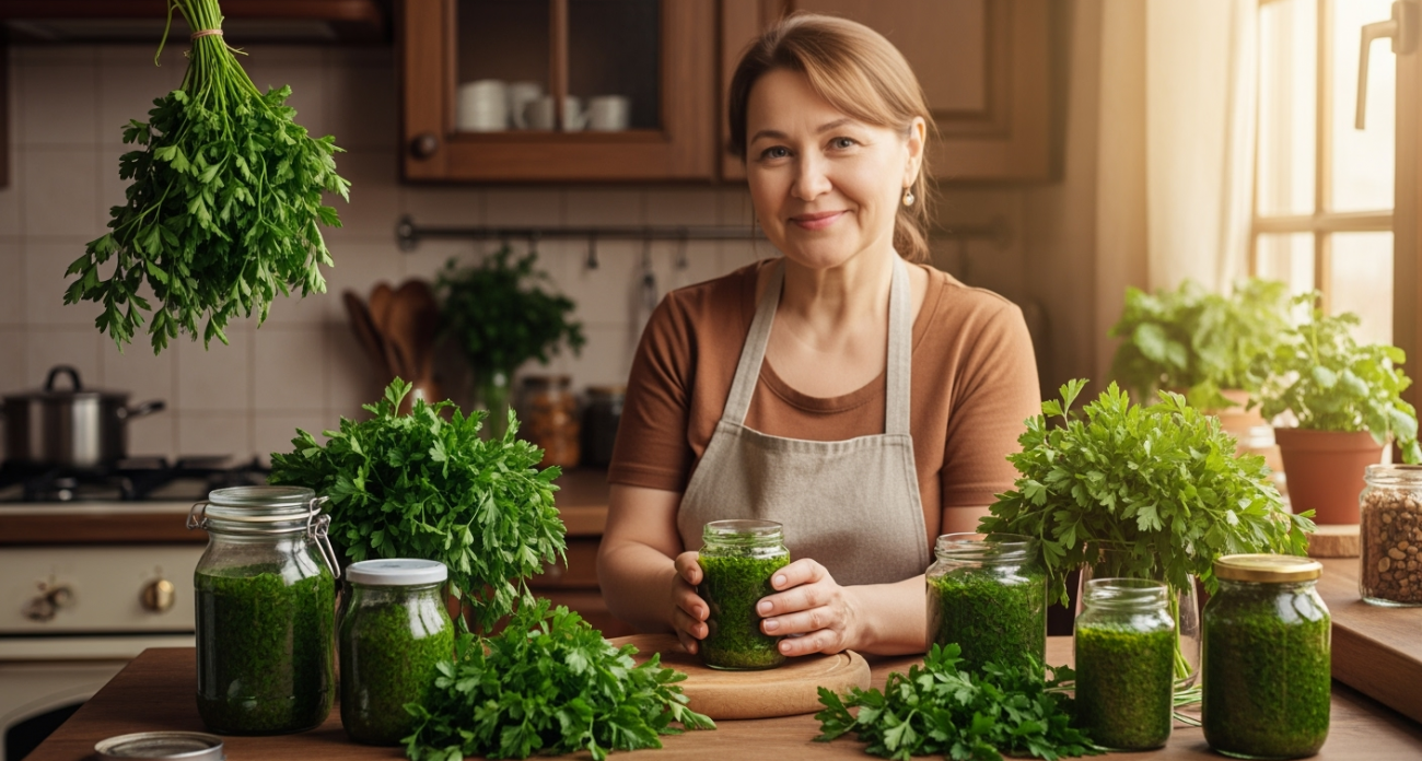 Даже не думала, что петрушка может быть такой вкусной: попробуйте мой любимый соус и запасайтесь на зиму