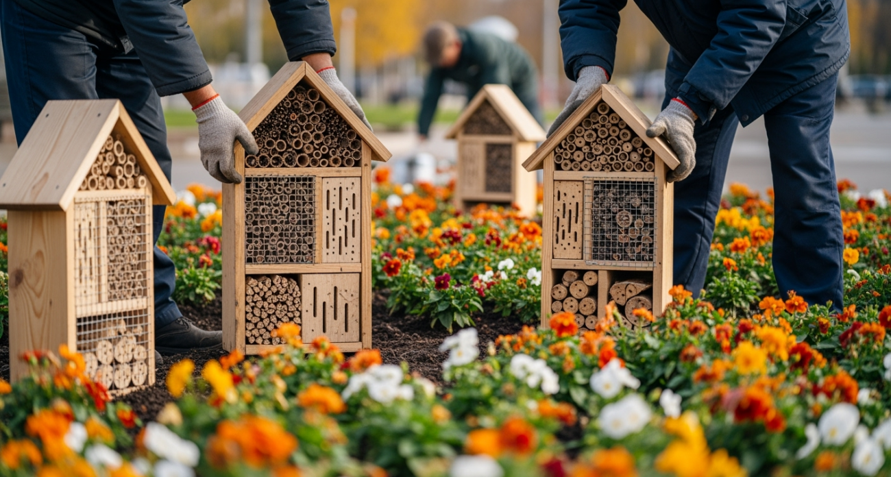 Пчёлы и златоглазки заселяются в домики: ивановские цветники обрели необычных жильцов