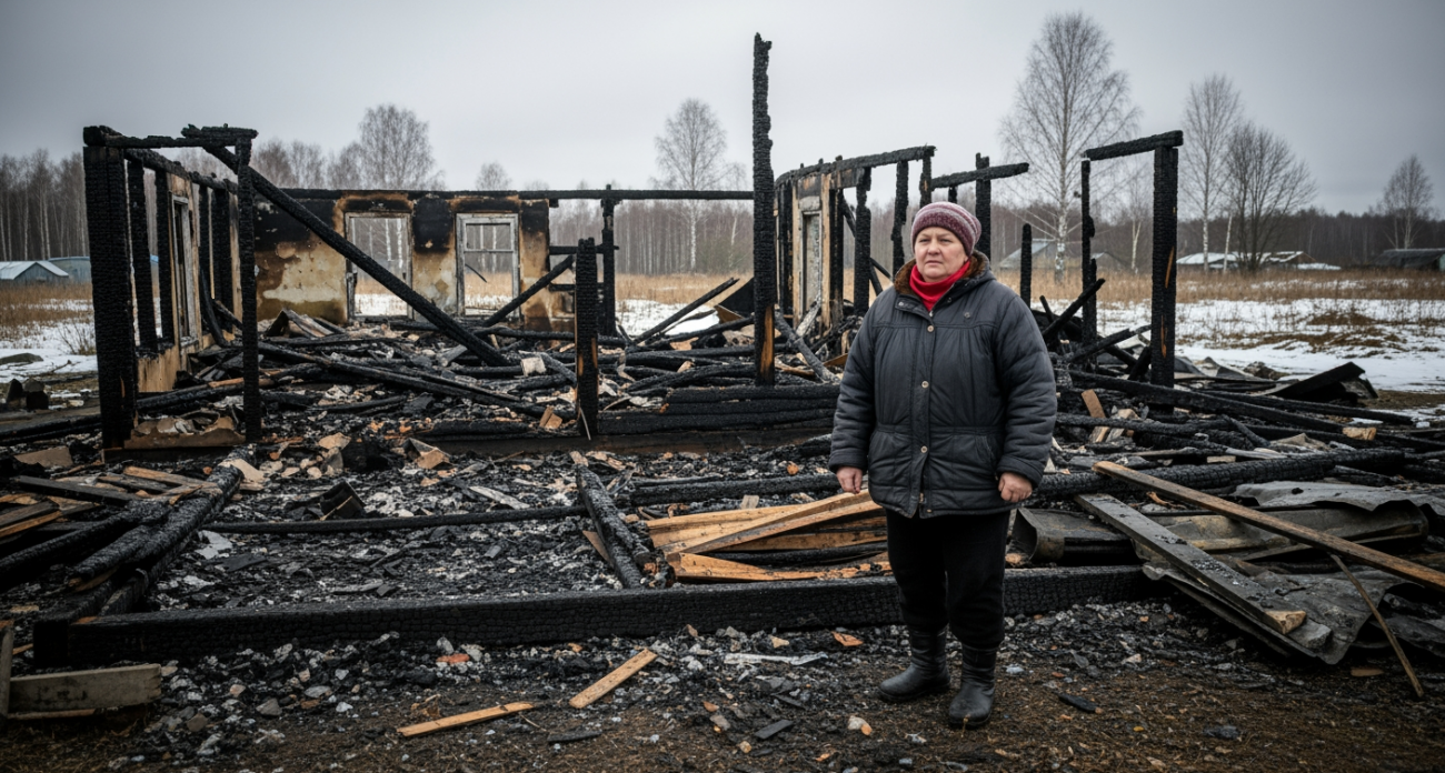 Пожар превратил в пепелище дом многодетной матери: двое сыновей на СВО, трое детей на улице
