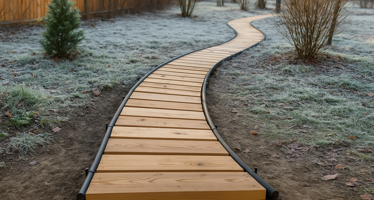 Забудьте про бетон и плитку: прикрутил доски к обычным трубам — такой садовой дорожки больше ни у кого не увидите