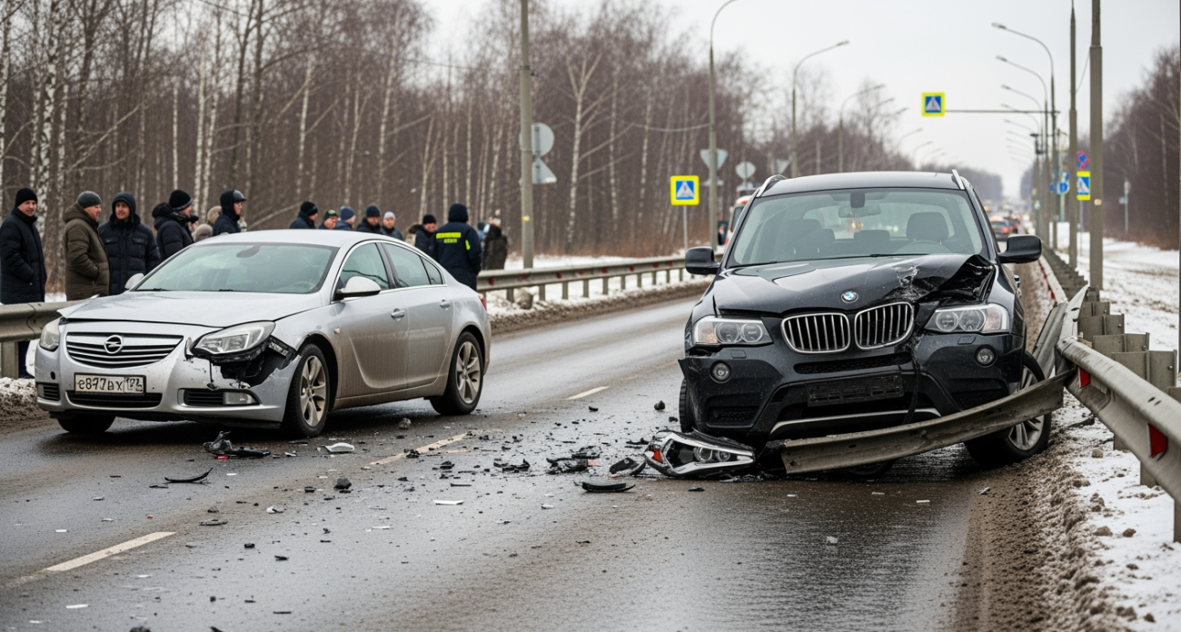 В Тейкове BMW X3 протаранил «Опель» и влетел в отбойник: оба водителя отказались от больницы