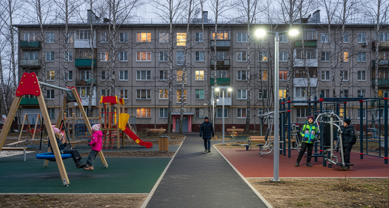 Из заросшего поля в «место притяжения»: Кохма преобразила двор светодиодами