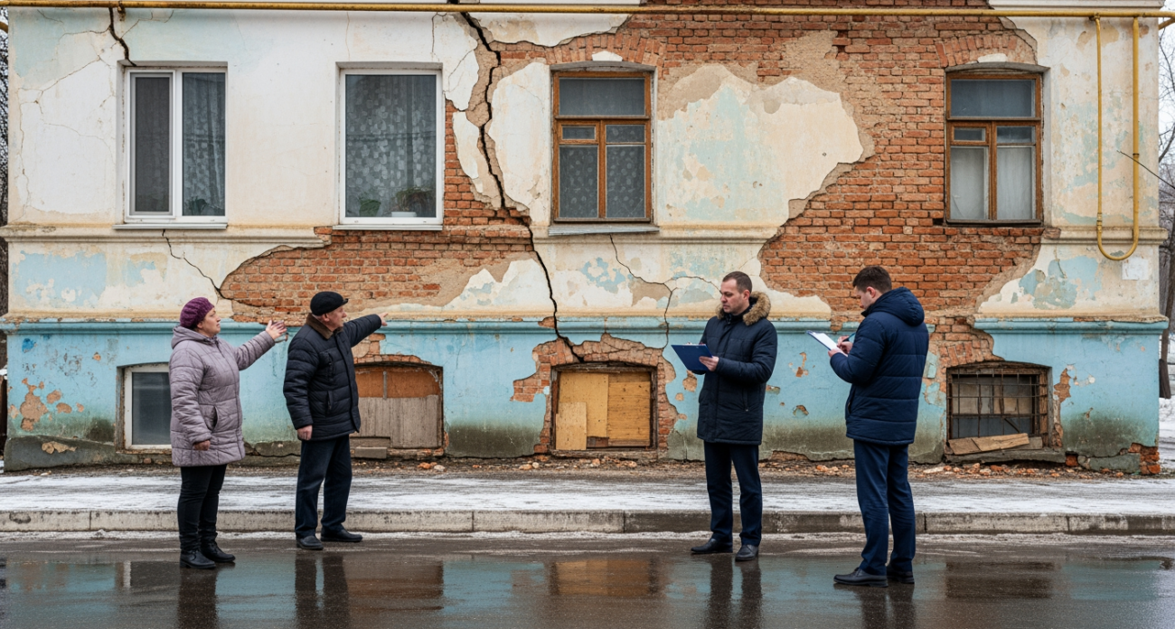 «Кормят завтраками»: жители дома на Чехова спасают обваливающуюся двухэтажку сами