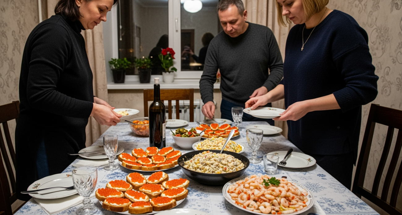 Новогодний стол на бюджет: полноценное меню за тысячу рублей, которое удовлетворит всех