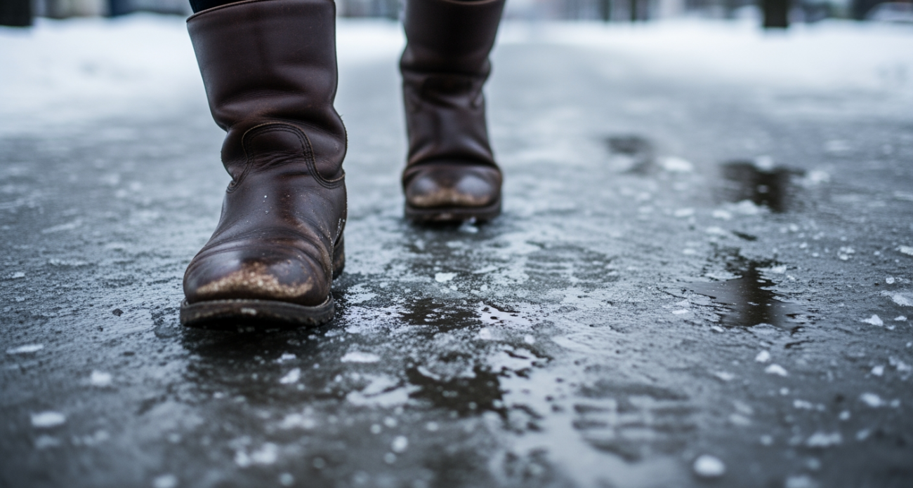 Один трюк со льдом: мажу подошву и хожу по гололёду как летом, без страха упасть