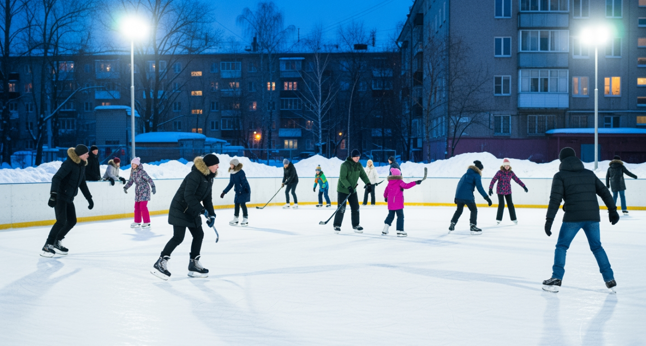 Рекордные морозы не останавливают ивановцев: 13 дворовых катков стали центрами зимних развлечений