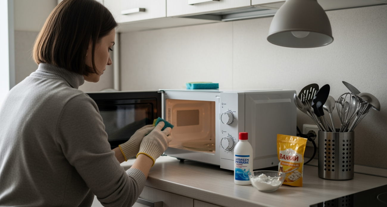 Домохозяйка вернула микроволновке первозданную чистоту за 5 минут с помощью средства за 40 рублей