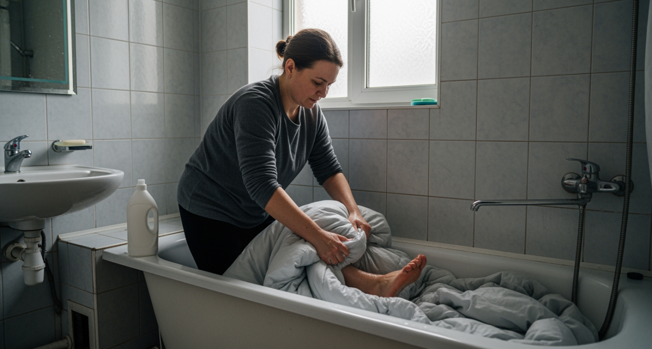 Забудьте про химчистку: простой способ постирать огромное одеяло прямо дома за копейки