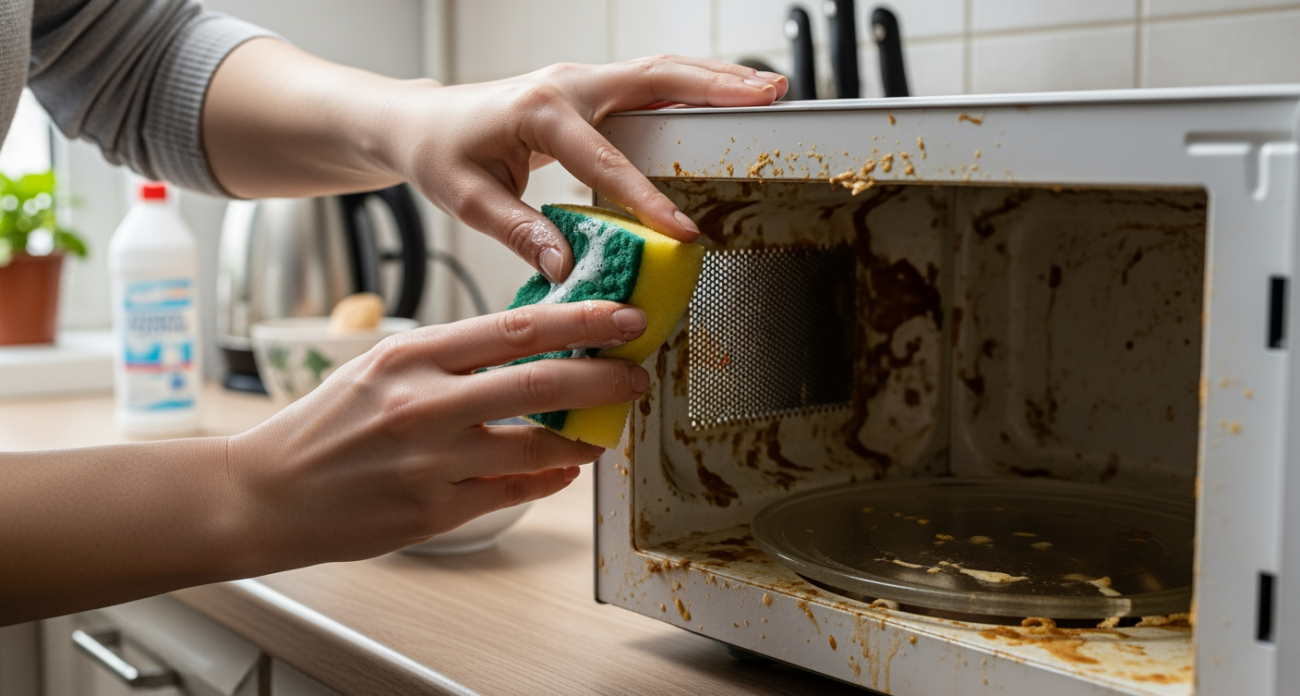Копеечное средство из аптеки вернуло грязной микроволновке первозданный блеск за считанные минуты