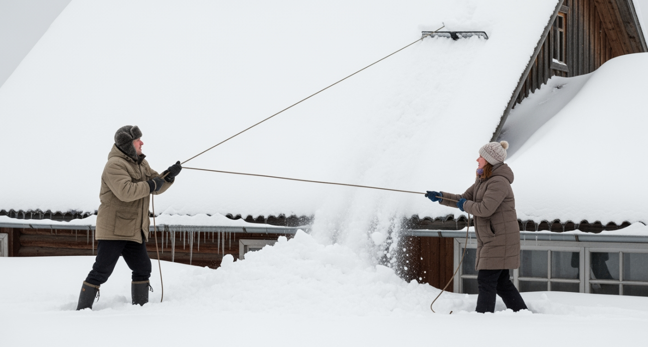 Опытные дачники раскрыли секреты быстрой очистки крыши от снега без риска и лишних затрат