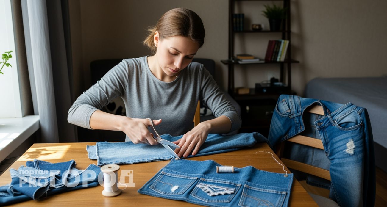 Вместо выбрасывания старых джинсов хозяйки делают из них нужные вещи и экономят семейный бюджет