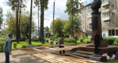 В Кинешме окружили лесами 75-летний бюст маршала Василевского работы Вучетича