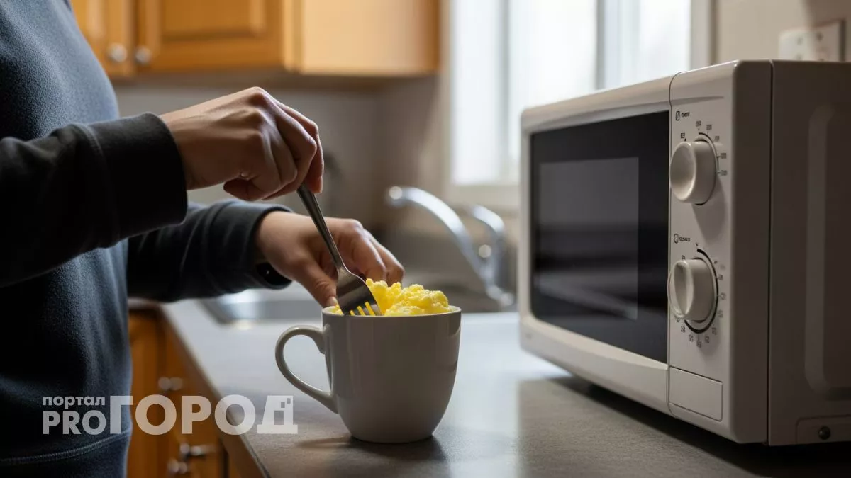 Сковородка не нужна: беру кружку, 2 яйца и за минуту в микроволновке готов воздушный омлет
