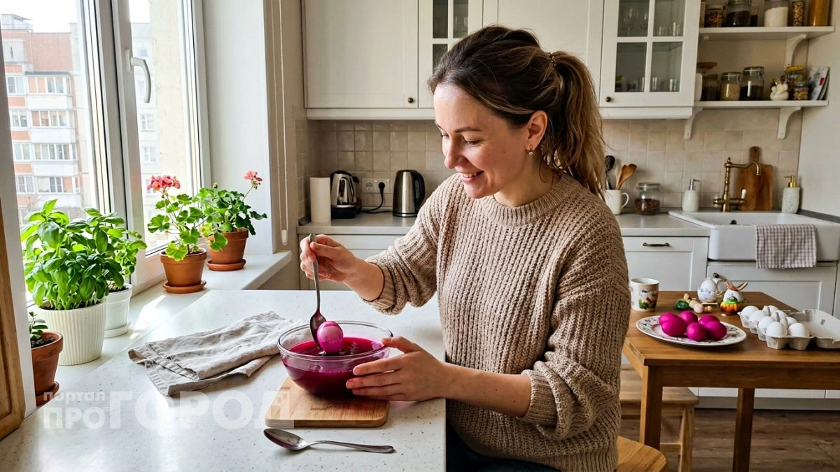 Кладу в воду одну щепотку за копейки и яйца выходят ровного насыщенного малинового цвета без единого пятна