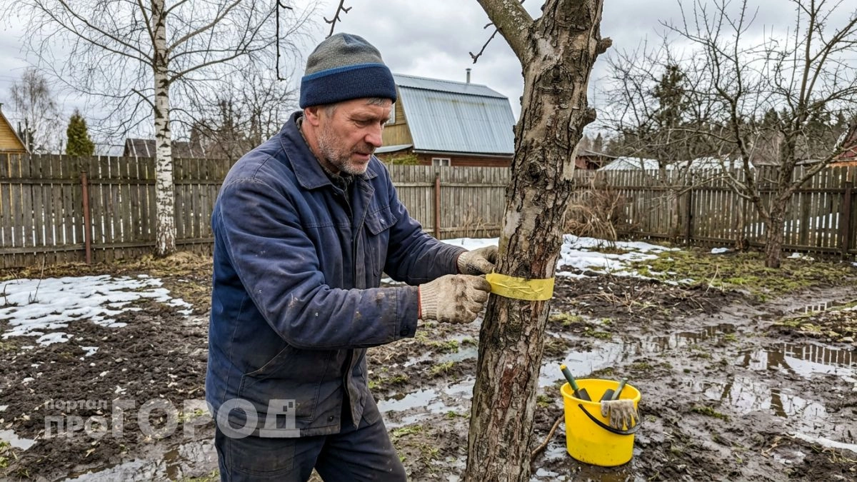 Одна липкая полоска на стволе яблони в марте — и тля с муравьями не доберутся до веток всё лето