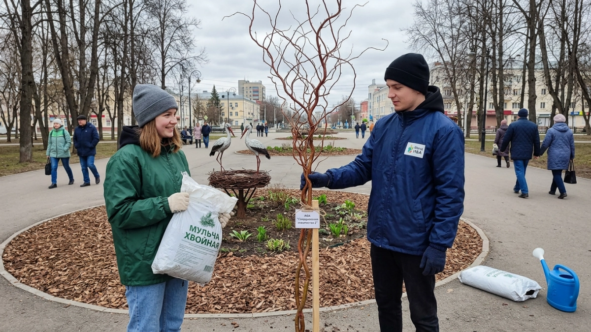 В сквере Иванова высадили иву с красноватой корой и вьющимися ветвями