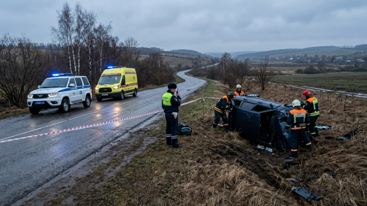 ВАЗ съехал в кювет и опрокинулся: водитель погиб по дороге в больницу