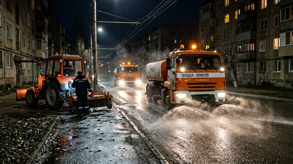 Ночная уборка в Иванове: 19 машин мыли улицы до утра