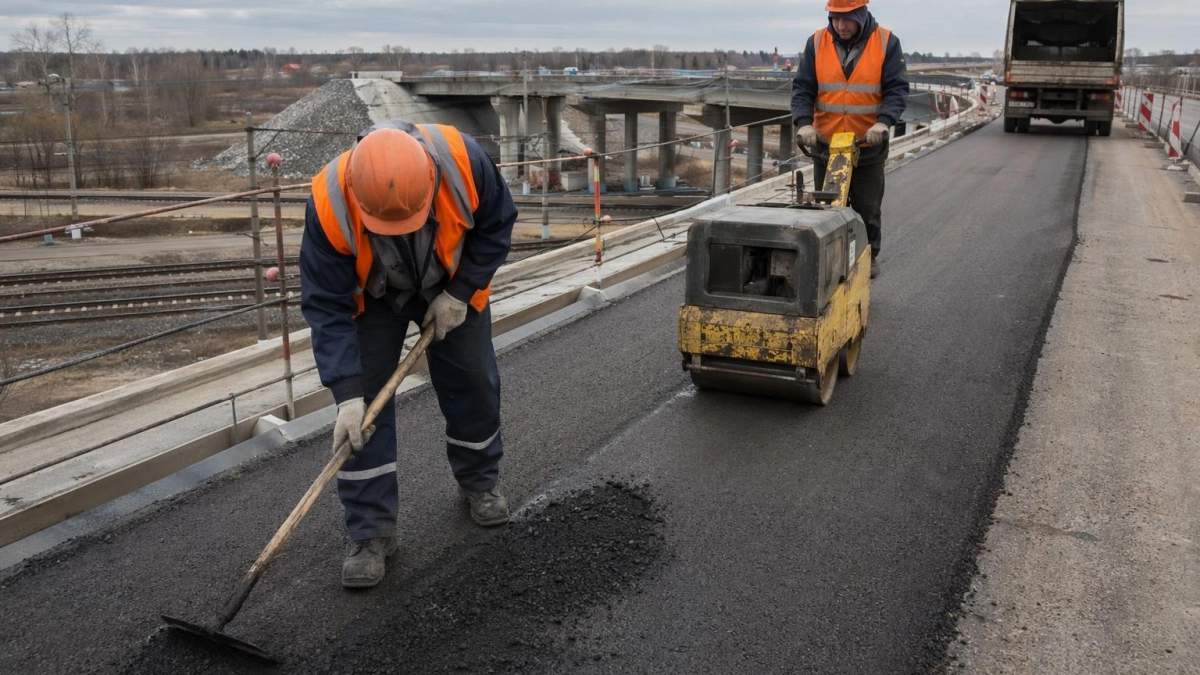 Мост возрастом 30 лет на обходе Шуи ремонтируют даже в непогоду