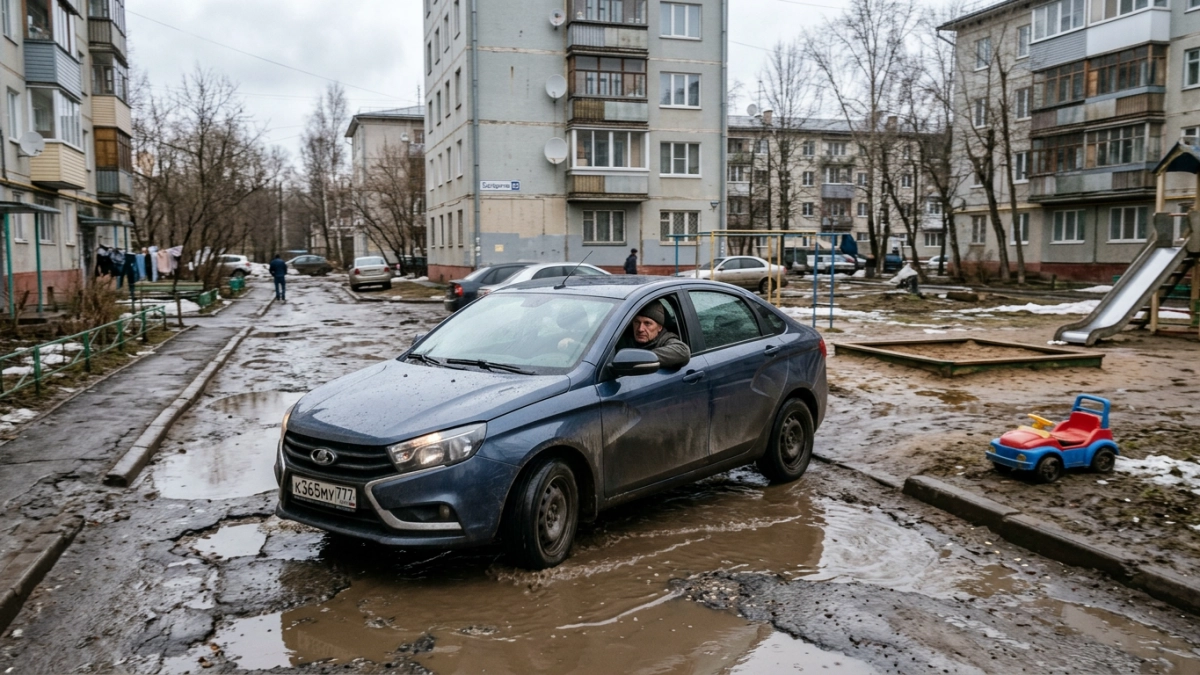 Зубковский двор превратился в «полный мрак»: дороги исчезли вместе со снегом