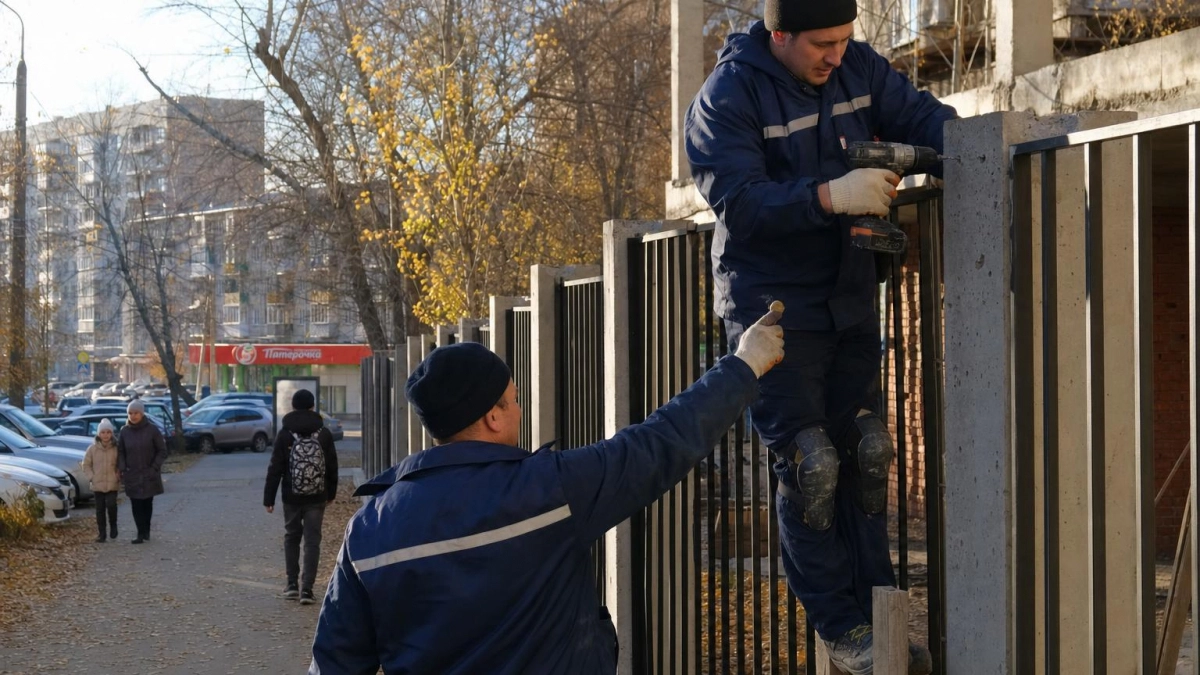 В Иванове огородят аварийный дом с досками над тротуаром к школе