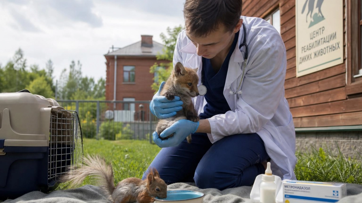 Собака принесла лисёнка из леса, бельчонка спас водитель