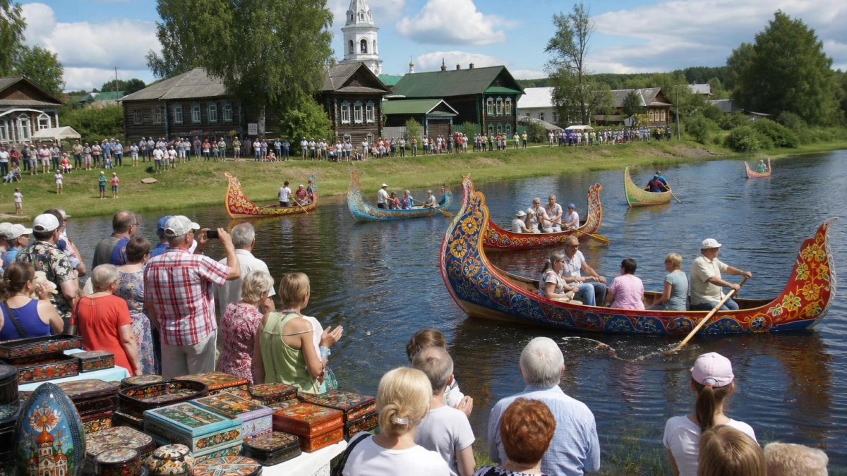 18 расписных лодок закружились в вальсе на фестивале «Русская Венеция»