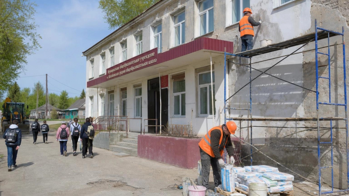 Фасад школы в Коляново отремонтируют за 55,8 млн рублей в два этапа