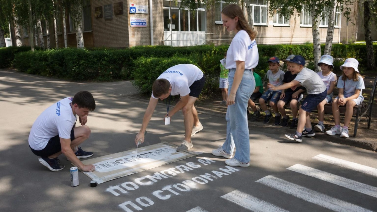 «Посмотри по сторонам»: в Кинешме на тротуарах появились надписи для пешеходов