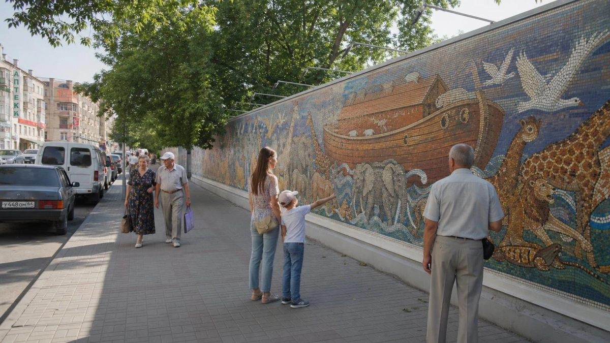 16-метровое мозаичное панно «Ноев ковчег» украсило центр Шуи