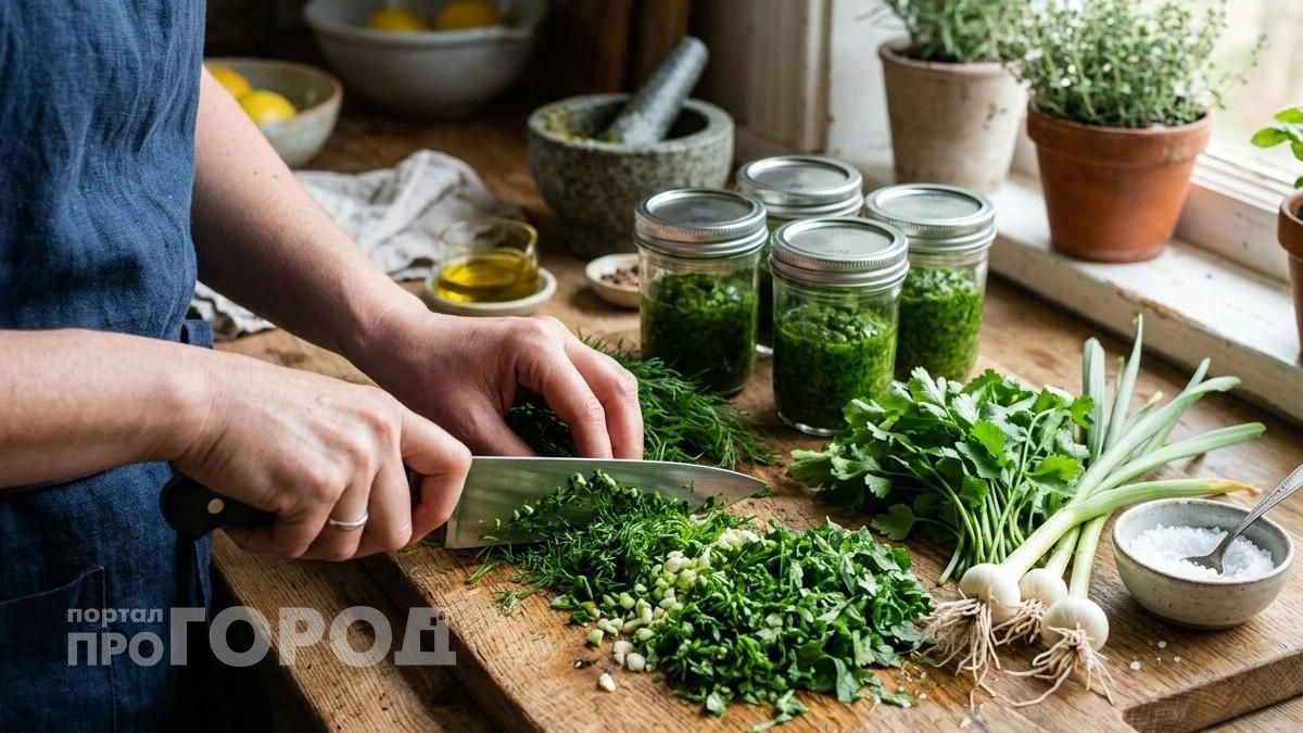Больше не сушу и не морожу зелень: делаю пикантную чесночную пасту, которая выручает в любом блюде до весны