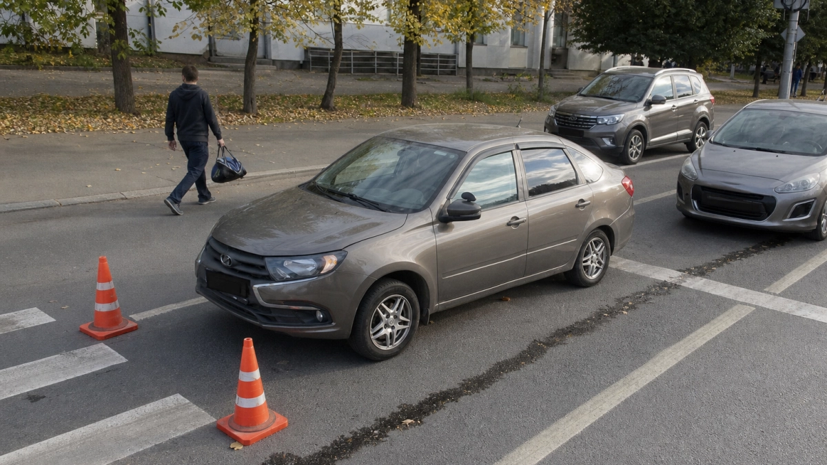 В Иванове учебная Lada Granta попала в тройное ДТП после удара в Peugeot