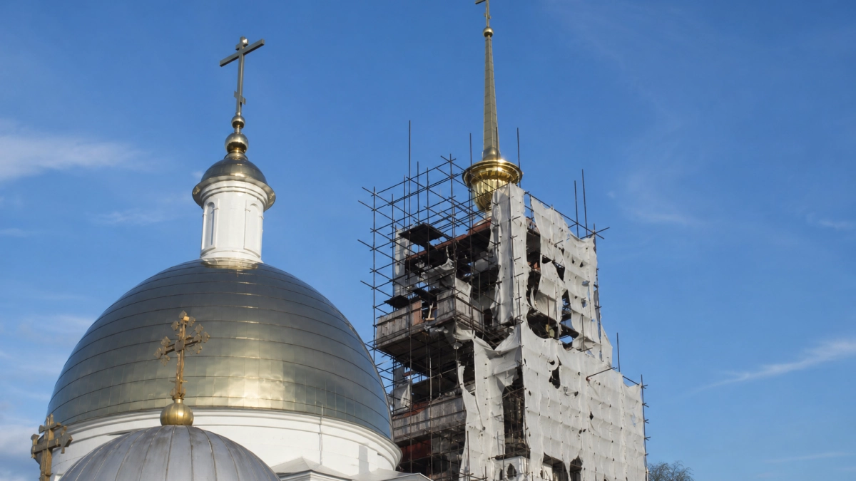 В Кинешме на колокольне собора вновь показались позолоченные крест и шпиль