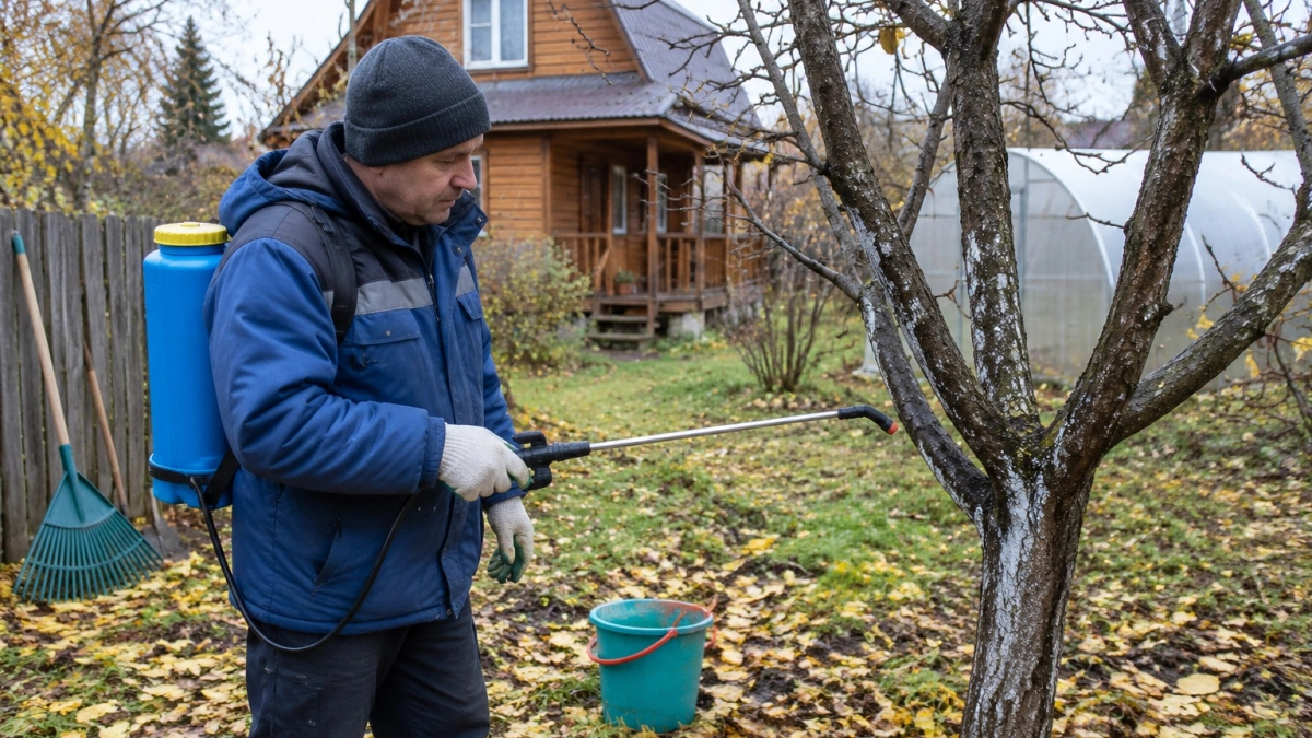 Осенняя обработка железным купоросом: почему дозировка в 500 грамм сжигает кору и как спасти деревья до зимы