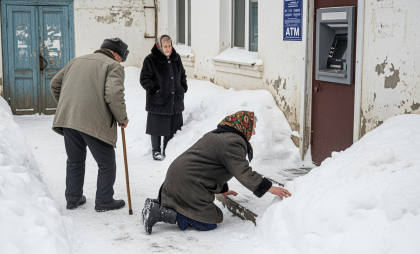 Пенсионеры ползают на коленях к банкомату в ивановском селе